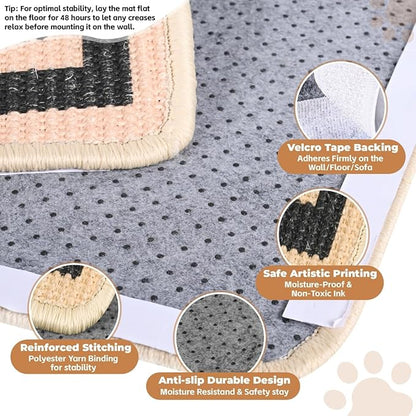Cat Scratcher Mat, Natural Sisal Cat Scratch Pad, 23.6x15.7 Inch Horizontal Cat - Image 3