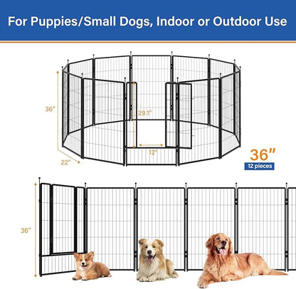 Dog Playpen 36 inch 12 Panels for Indoor & Outdoor Use – Heavy-Duty Metal Pet - Image 2