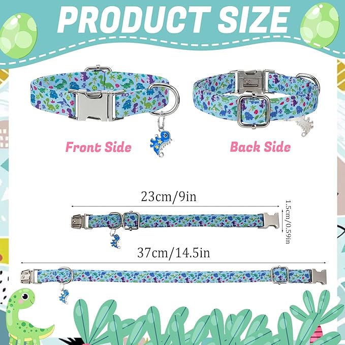 3 Pack Dinosaur Dog Collars for Small Dogs Cute Dog Collars - Image 2