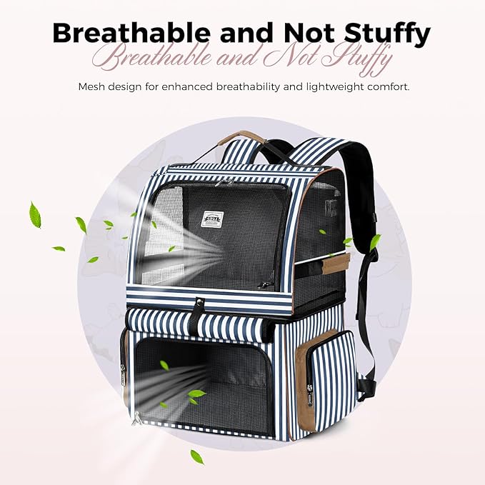 Double Cat Backpack Carrier for 2 Cats, Double-Compartment Pet Carrier Backpack - Image 4