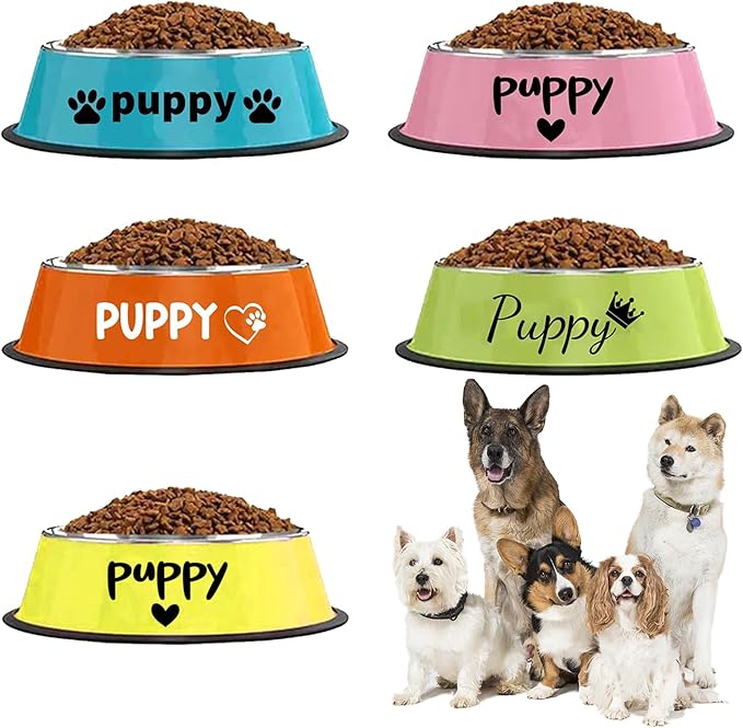 Customized Dog Cat Bowl with Name, BUGMKCS Personalized Steel-stanless Puppy by BUGMKCS-CUSTOM