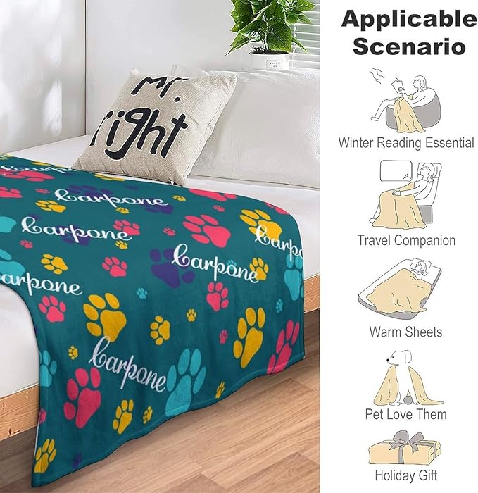Personalized Paw Print Dog Blanket - Image 3