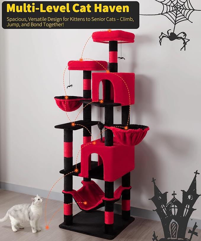 AMHANCIBLE Gothic Cat Tree, 70 Inch Tall Cat Tower - Image 5
