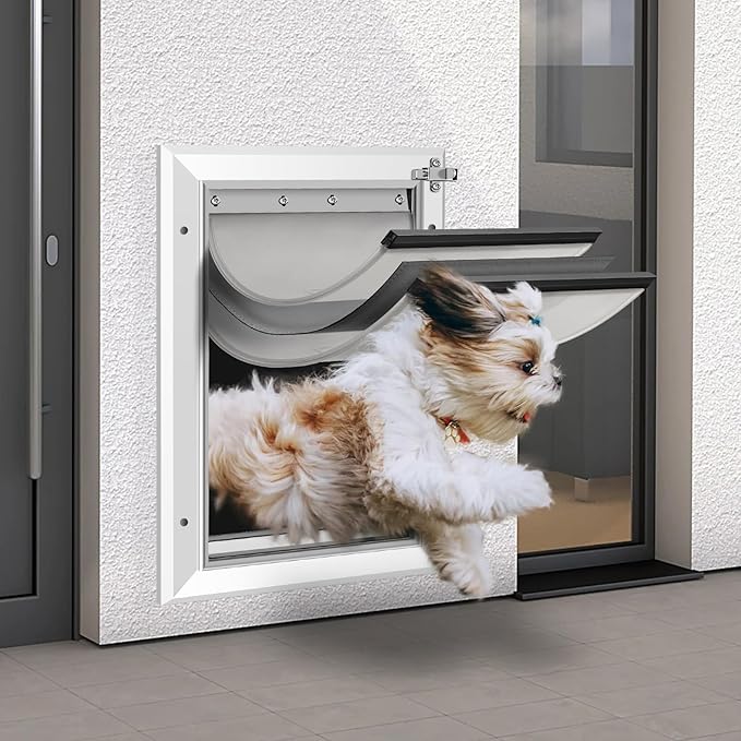 3-Flaps Heavy-Duty Dog Door for wall, Rust Proof Aluminum Alloy Frame, Extreme - Image 6