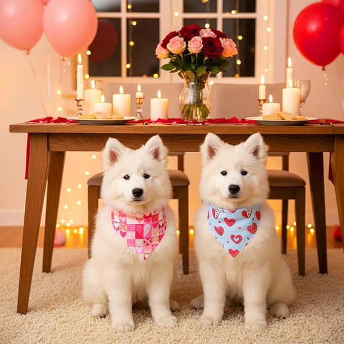 72 Pack Valentine Dog Bandanas Bulk Heart Triangle Pet Scarfs, Adjustable Bib - Image 6