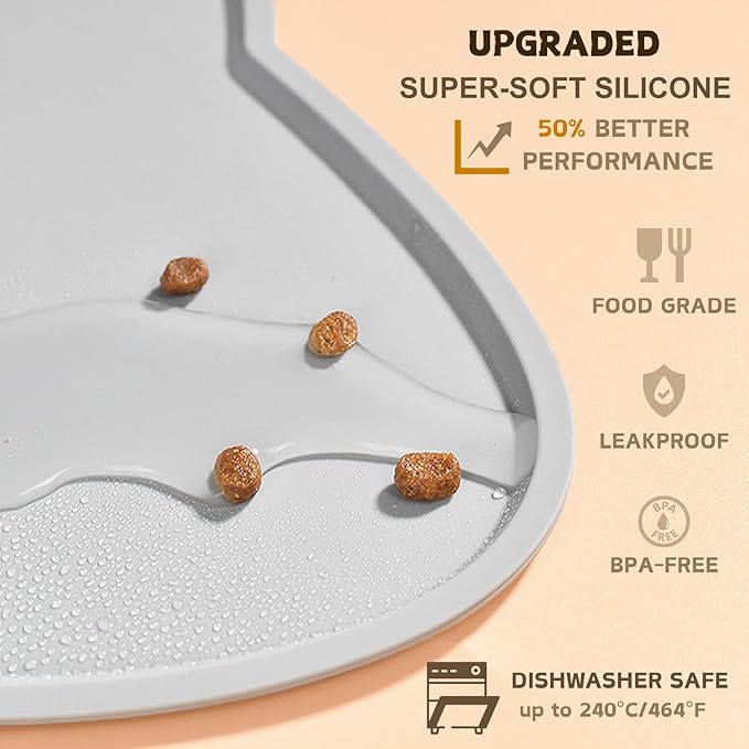 Cat Food Mat, Silicone Non Slip Dog Bowl Mat Waterproof Cat Feeding Mat Stop - Image 3