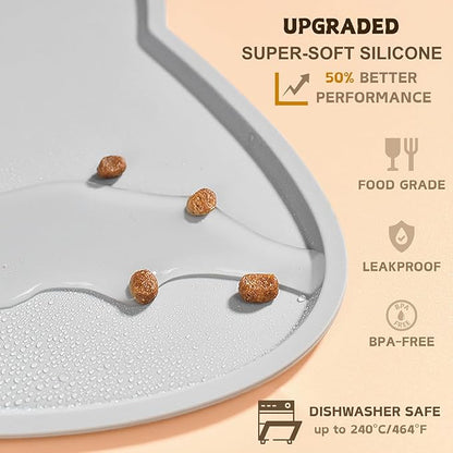 Cat Food Mat, Silicone Non Slip Dog Bowl Mat Waterproof Cat Feeding Mat Stop - Image 3