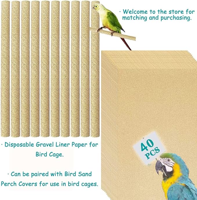 40PCS Gravel Liner Paper for Bird Cage, 11x17 In Bird cage Liner Paper-Gravel - Image 7