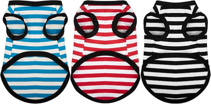 Paiaite 3 Pieces Striped Dog Shirt Light Color Cotton Sleeveless Puppy Shirts by Paiaite