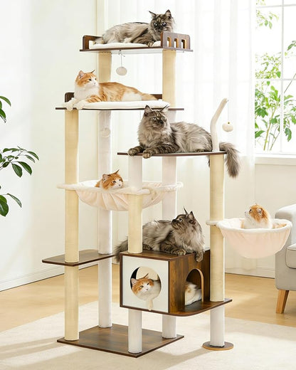 Heybly Cat Tree, 70.5 Inch Wood Tall Cat Tower - Image 9