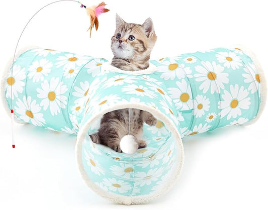 Tempcore Pet Cat Tunnel Tube Cat Toys 3 Way Collapsible, Cat Tunnels by Tempcore