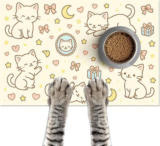 HOMETITUTE Cute Sweet Cat Food Mat by HOMETITUTE