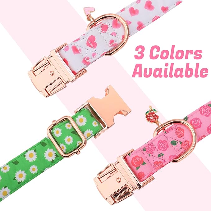 3 Pack Floral Dog Collars for Large Dogs Pink Dog Collar - Image 4