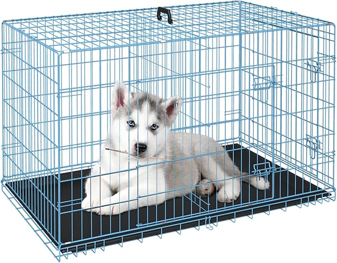 FDW Dog Crate for Small Dogs 24 Inch Folding Metal WirePet Cage Double Door by FDW