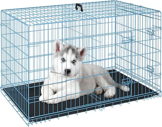 FDW Dog Crate for Small Dogs 24 Inch Folding Metal WirePet Cage Double Door by FDW