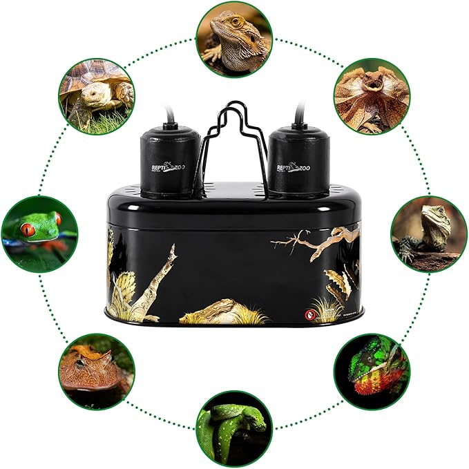 REPTI ZOO Nano Combo Print Tropical Desert Reptile Dual Deep Dome Lamp Fixture - Image 7