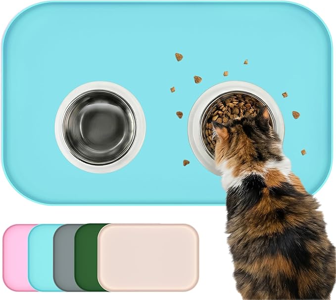 Waterproof Silicone Pet Feeding Mat Blue by BLESWIN