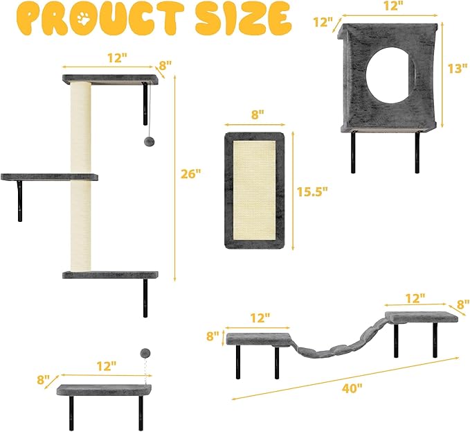 NUNU LAB Cat Wall Shelves, 10-in-1 Wall-Mounted Cat Furniture Set, Large Cat - Image 5