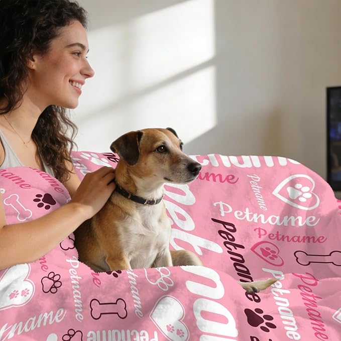 Custom Blanket with Dog Name Personalized Funny Throw Blankets Soft Warm Fleece - Image 5
