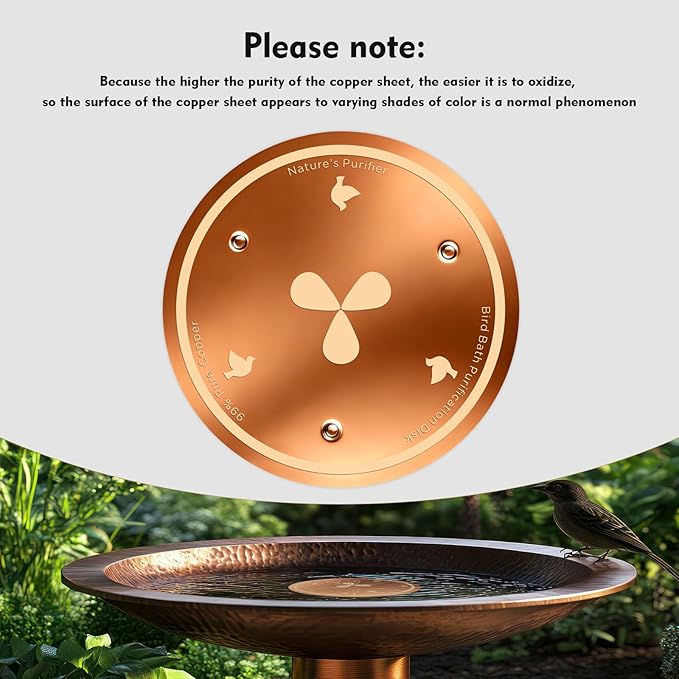 Joyfulmap Copper Bird Bath Purification Disk, 99.99% Pure Copper Cleaning - Image 7