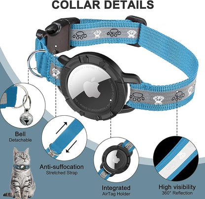 Reflective AirTag Cat Collar, Integrated Cat Tracker Collar - Image 5