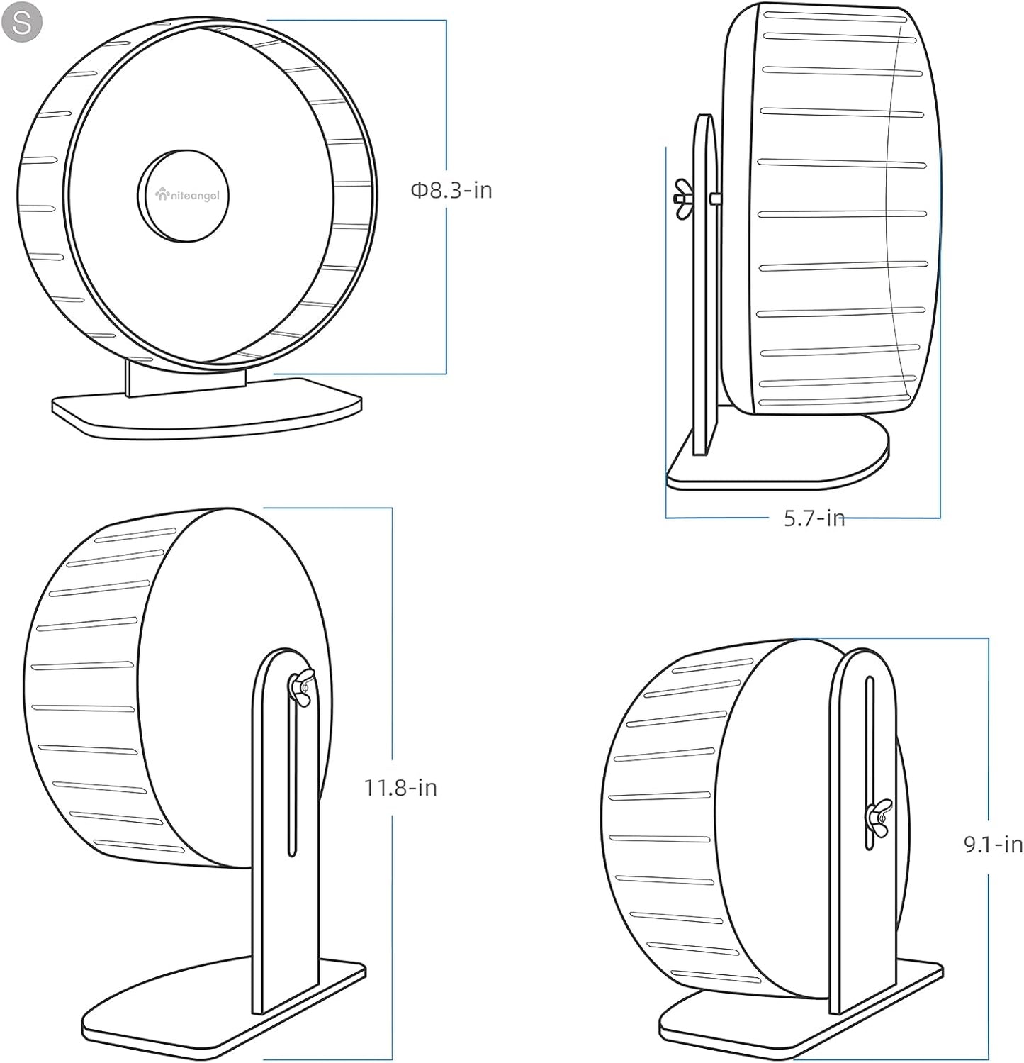 Niteangel Super-Silent Hamster Exercise Wheels: - Quiet Spinner Hamster Running Wheels with Adjustable Stand for Hamsters Gerbils Mice Or Other Small Animals (S, Mint Green)
