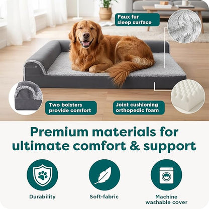 Furhaven Orthopedic Dog Bed for Large Dogs w/ Removable Bolsters & Washable - Image 5