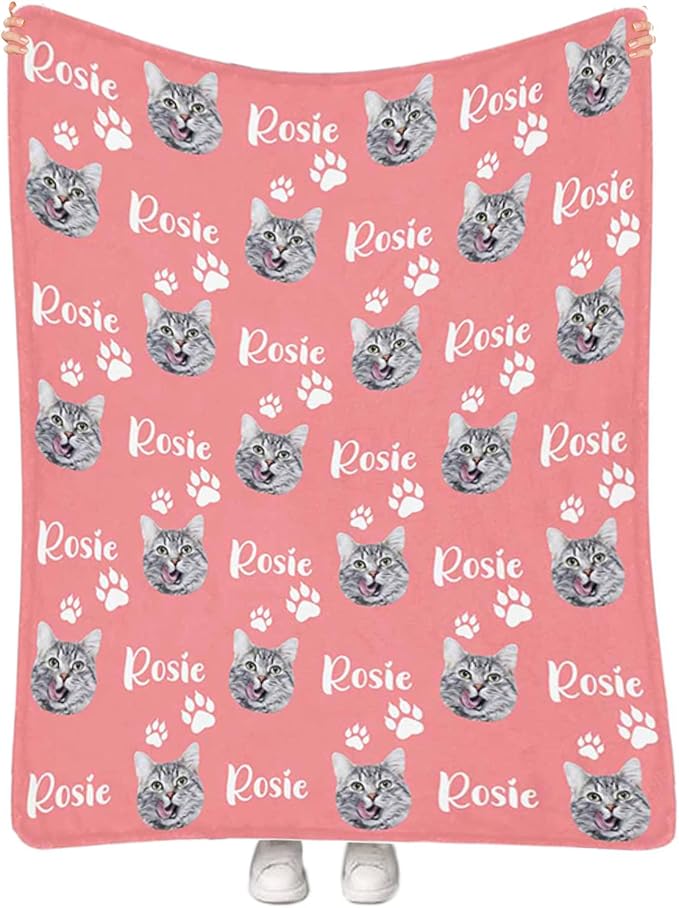 Personalized Cat Face & Name Blanket by Artsadd