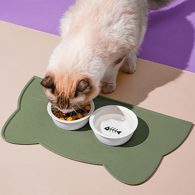 Cat Food Mat, Silicone Non Slip Dog Bowl Mat Waterproof Cat Feeding Mat Stop - Image 2