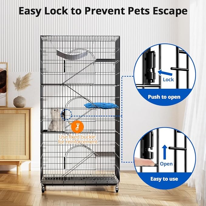 PawGiant 6-Tier Large Cat Cage Playpen, 72-inch Indoor/Outdoor Enclosure - Image 2