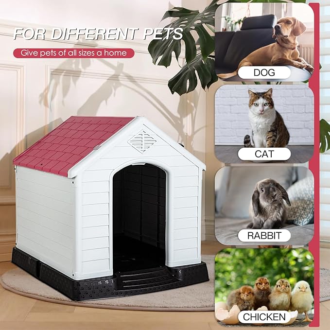 FDW Dog House Indoor Outdoor Durable Ventilate Waterproof Pet Plastic Dog House - Image 4