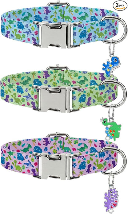 3 Pack Dinosaur Dog Collars for Small Dogs Cute Dog Collars by Guiqulai