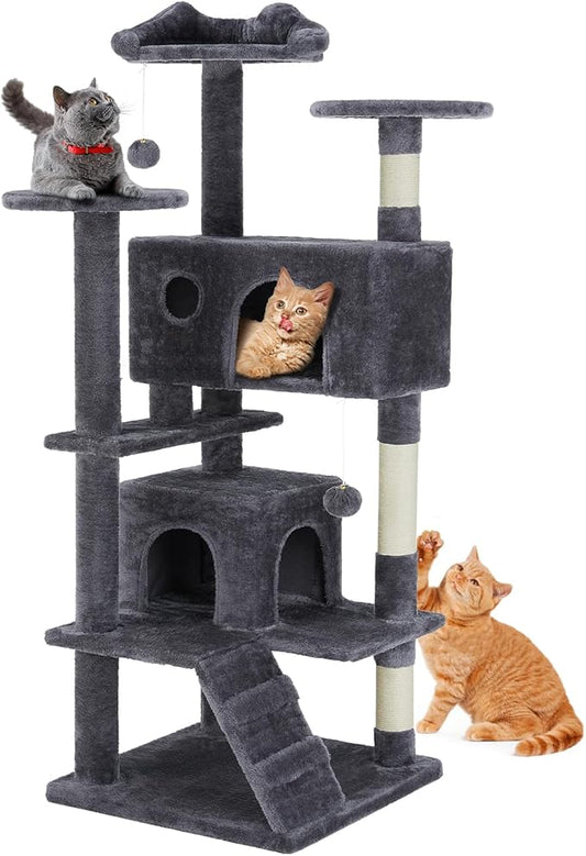 DUMOS 54-inch Indoor Cat Tree Tower –Multi-Level Pet House by DumosLifestyle