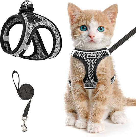 Cat Harness and Leash for Walking Escape Proof, Adjustable Kitten Vest Harness by SALFSE