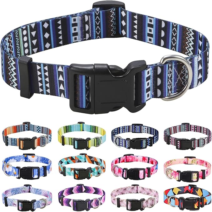 Mihqy Dog Collar with Bohemia Floral Tribal Geometric Patterns by Mihqy