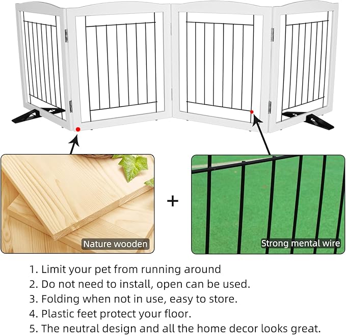 ZJSF Freestanding Dog Fence Indoor, Foldable Dog Gate - Image 6