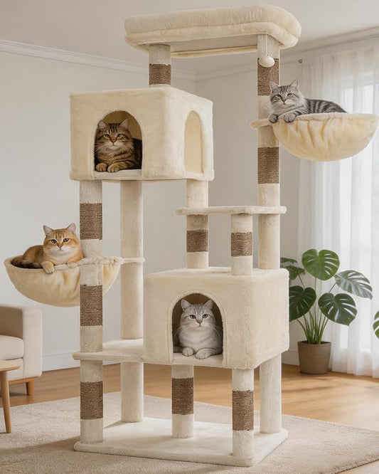 Heybly 68.1" Cat Tree with Oversized Top Platform & Wide Base, Heavy Duty Cat by HEYBLY