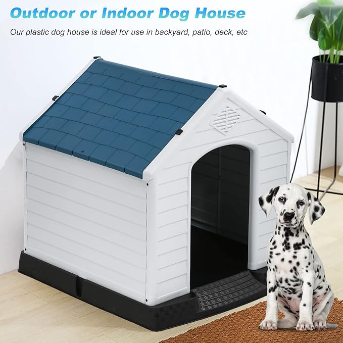 FDW Dog House Indoor Outdoor Durable Ventilate Waterproof Pet Plastic Dog House - Image 3