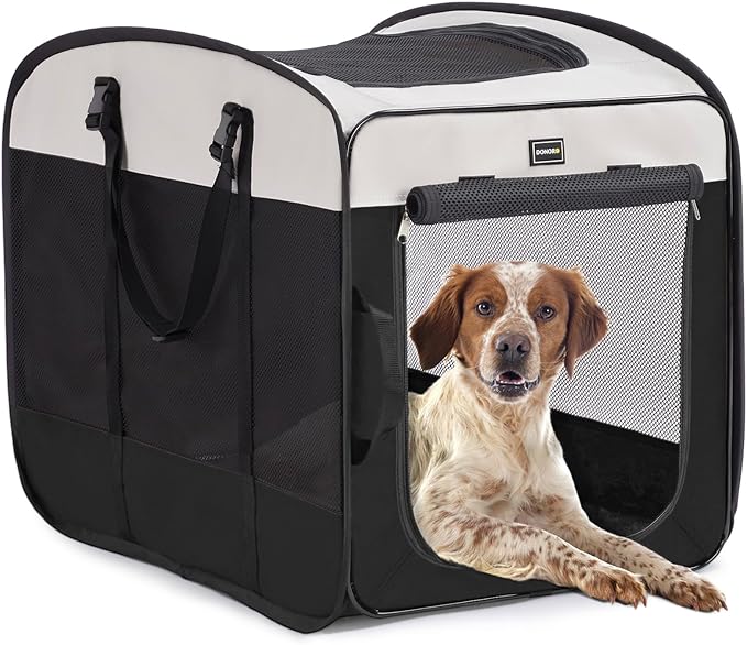 DONORO Dog Kennels and Crates for Medium Dogs, Portable Pop Up Indoor Pet Cage by DONORO