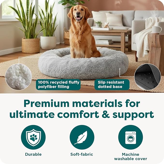 Furhaven 30" Round Calming Donut Dog Bed - Image 5
