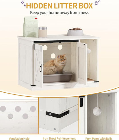 Hzuaneri Cat Litter Box Enclosure, Hidden Litter Box Cabinet Furniture - Image 3