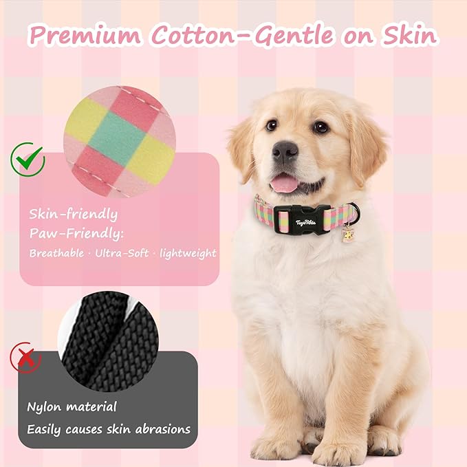 Dog Collar with Colorful Check Pattern, Spring Summer Collection Dog Collar - Image 3