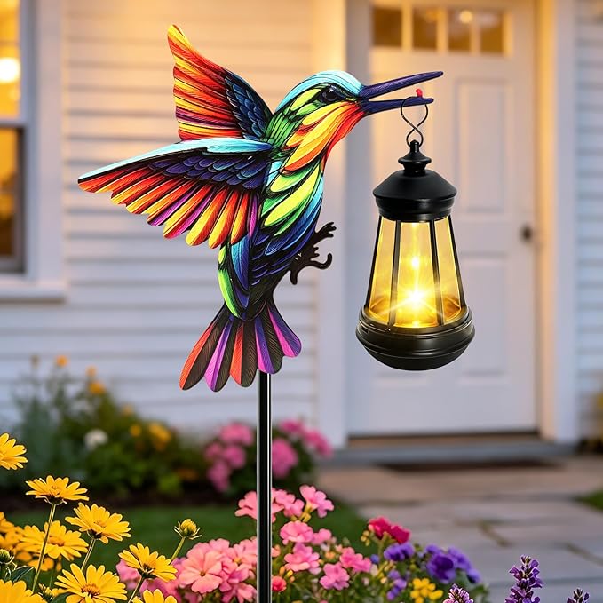 Solar Lights Hummingbird Garden Outdoor Decor, Hummingbird Stakes by yulloyello