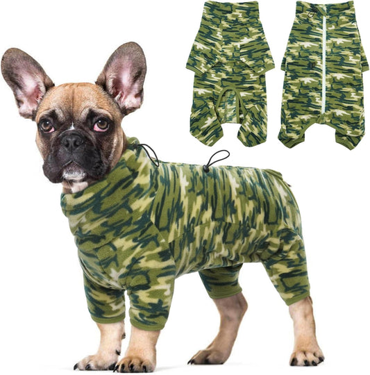 ROZKITCH Dog Long Sleeve Pajamas, Pet Windproof Warm Cold Weather Jacket Vest with Luminous Zipper, Jumpsuit Apparel Outfit Clothes for Small Medium Large Dog Camo 2XL