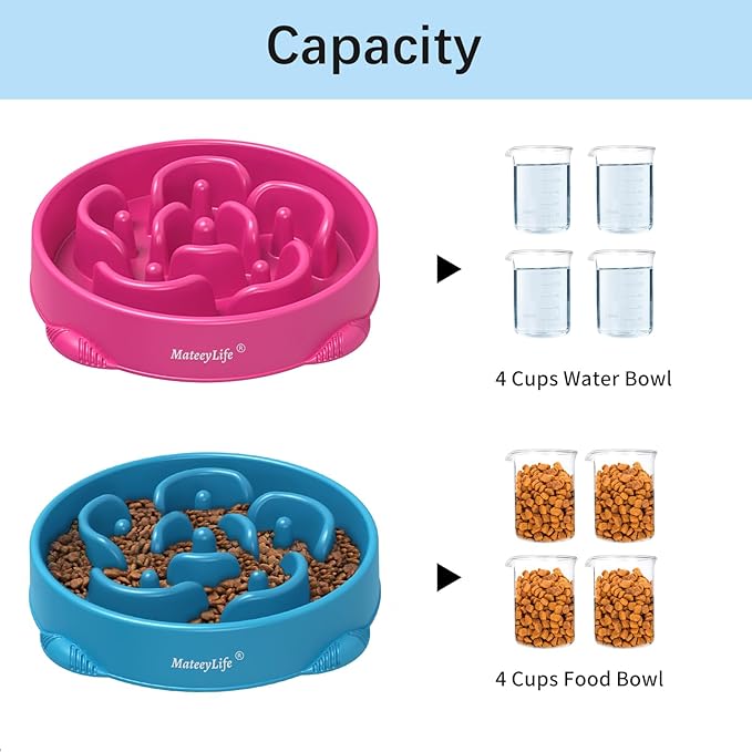 MateeyLife Large Slow Feeder Dog Bowls 2PCS, Anti-Choking Puzzle Dog Food Bowls - Image 5