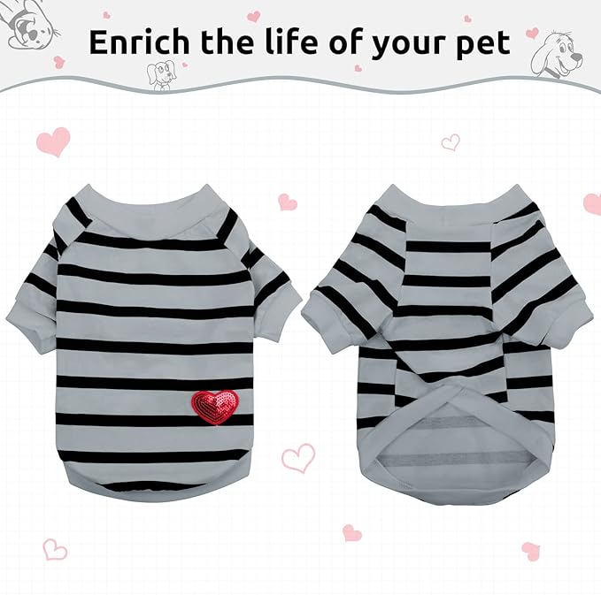 Pet Dog Striped T-Shirt Dogs Cats Cotton Vest Spring Summer Pet Apparel Tee - Image 4