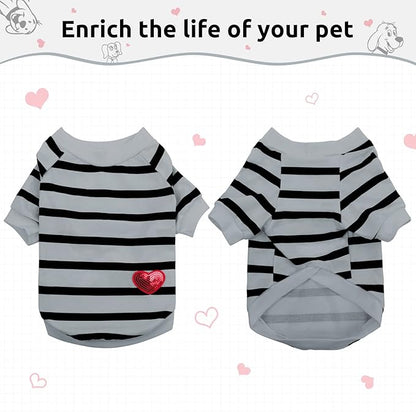 Pet Dog Striped T-Shirt Dogs Cats Cotton Vest Spring Summer Pet Apparel Tee - Image 4
