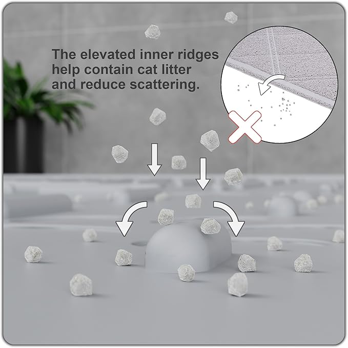 OHMO Cat Litter Mat XXL Trapping Mat Premium Silicone Rubber 37.5x25.2 Ash Grey - Image 3
