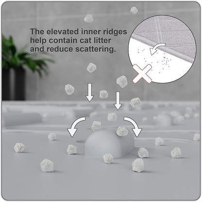 OHMO Cat Litter Mat XXL Trapping Mat Premium Silicone Rubber 37.5x25.2 Ash Grey - Image 3