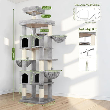 Globlazer Extra Large Cat Tree Tower, 82in Tall Heavy Duty Cat Tree - Image 6